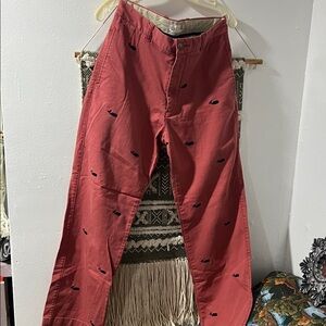 J. Crew Men's Red Chinos with Embroidery